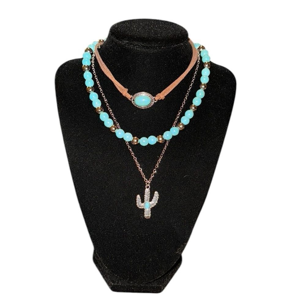 New triple southwestern necklaces with faux turquoise